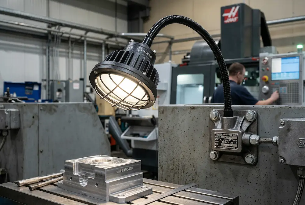 Stay-put lighting support gooseneck tube