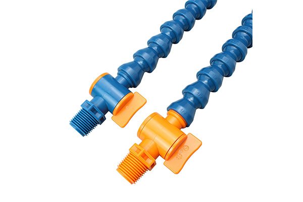 Plastic 3/8" Flexible Coolant Pipe Hose for CNC Machines - modular hose segments with on off switch