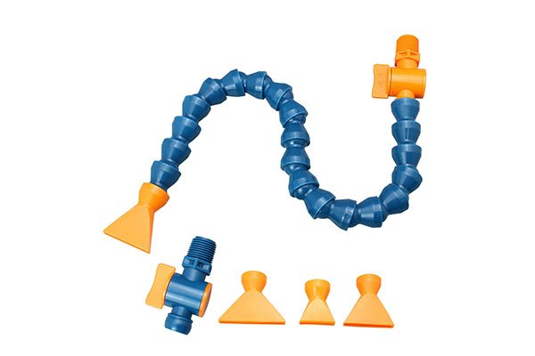 Plastic 3/8" Flexible Coolant Pipe Hose for CNC Machines - modular hose with inline flow control valve